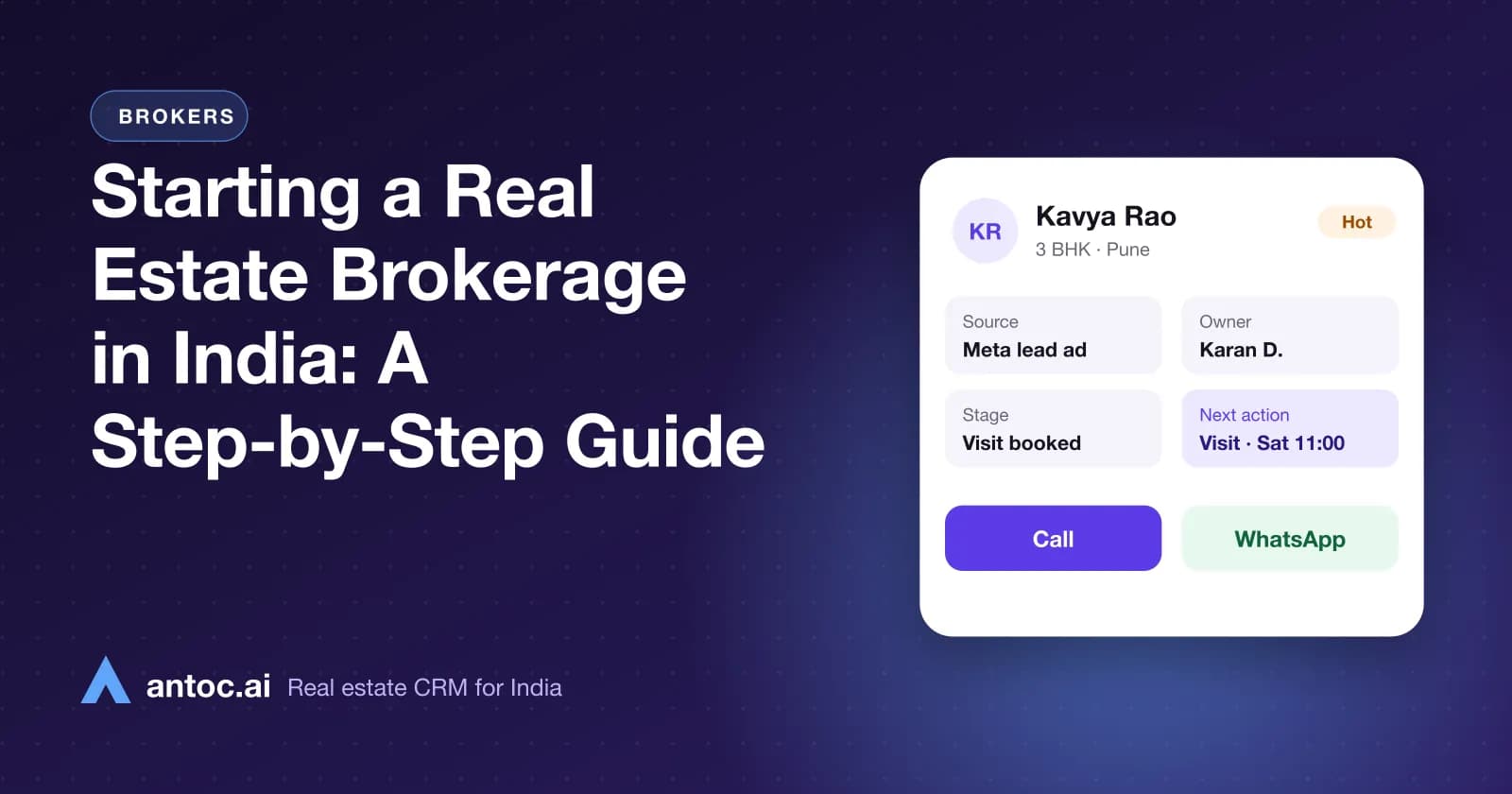 Starting a Real Estate Brokerage in India: A Step-by-Step Guide — illustrated cover for an Antoc guide on starting a real estate brokerage